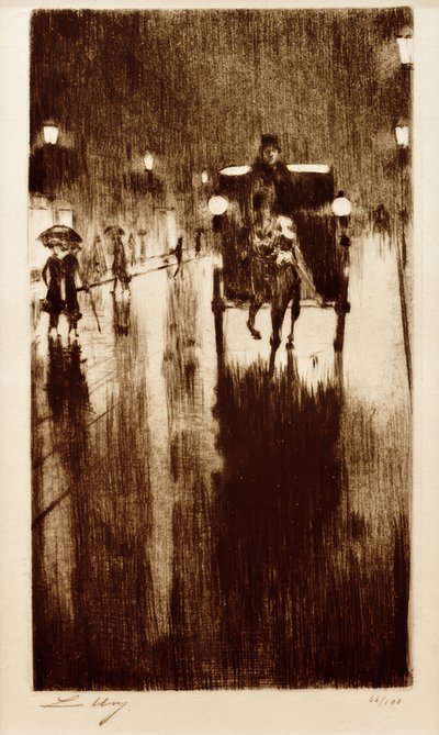 Fiacre sous la pluie - Lesser Ury